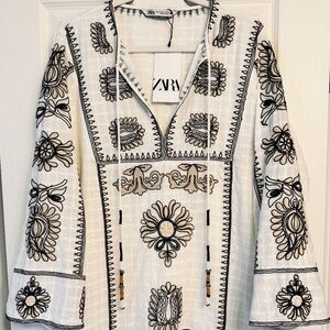 ZARA NWT White Embroidered Dress